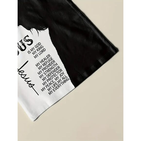 Boy's Black & White Graphic Inspirational Jesus Print Lightweight Tee 11-12 yrs - Picture 3 of 5